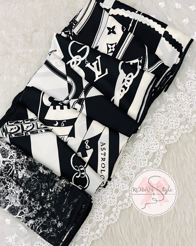 کالکشن ابریشم سفید مشکی لوکس